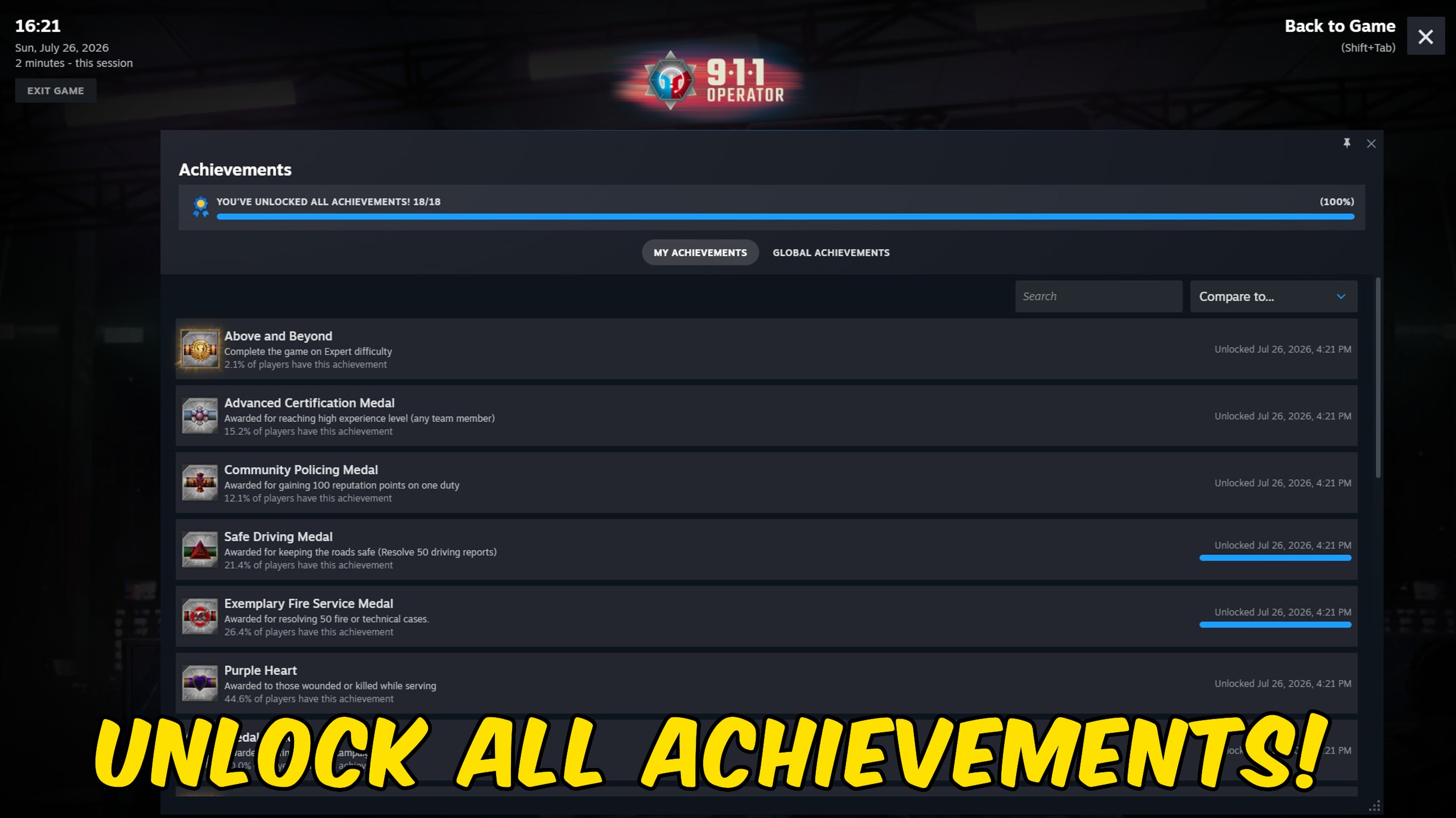 911 Operator — Achievement Unlocker (screenshot 2)